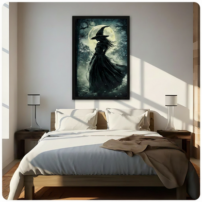 Dark Gothic Witch Moon Night Canvas Art Wall Art
