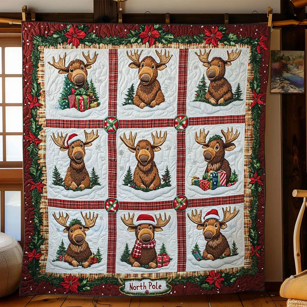 Moose Silent Night Quilt Blanket