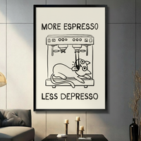 More Espresso Less Depresso Funny Cat Canvas Art