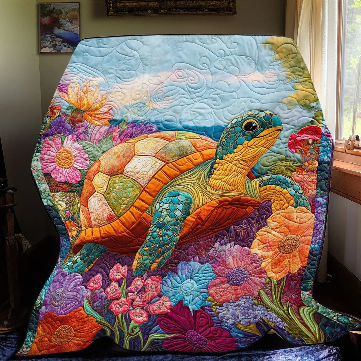 Mosaic Turtle Quilt Blanket