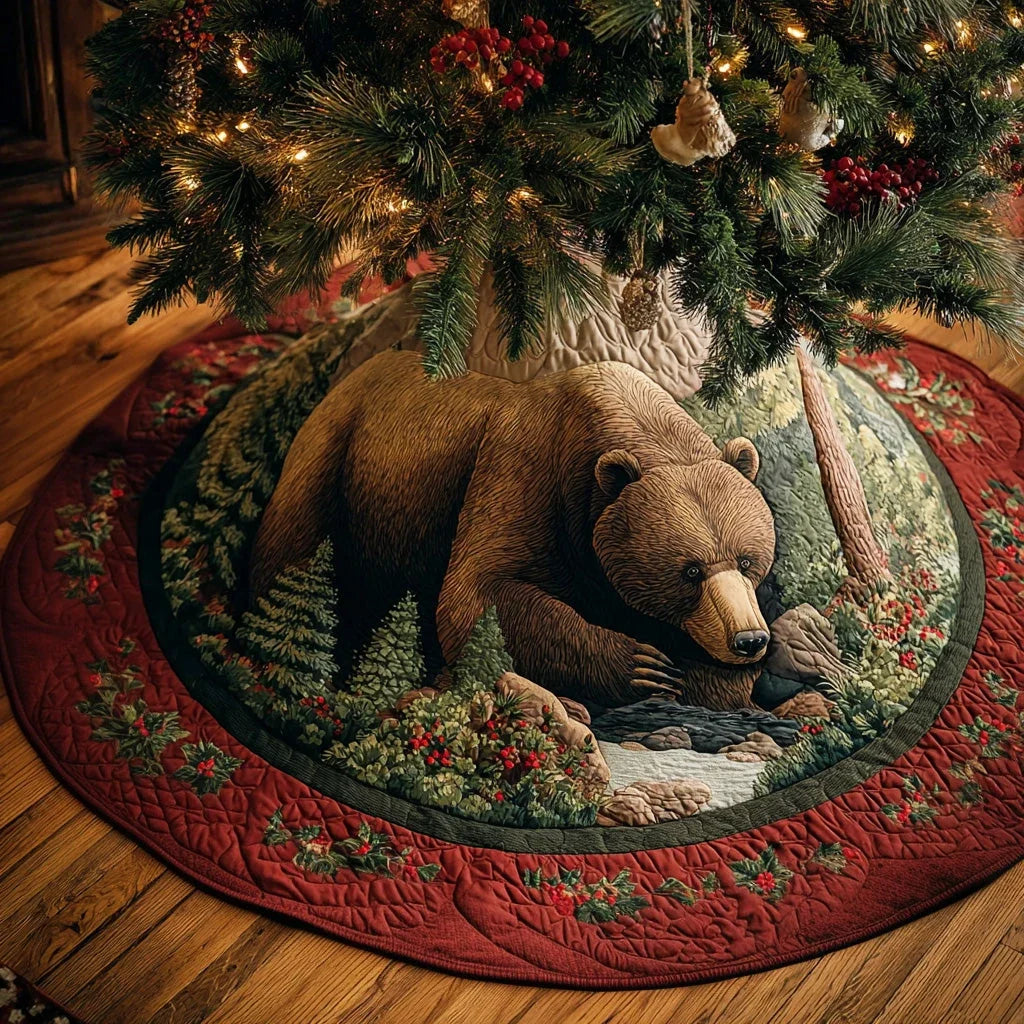Moss Valley Bear Christmas Quilted Tree Skirt