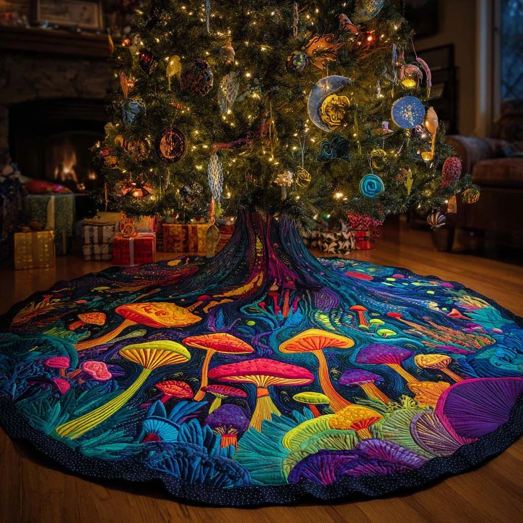 Mossy Forest Floor Christmas Quilted Tree Skirt