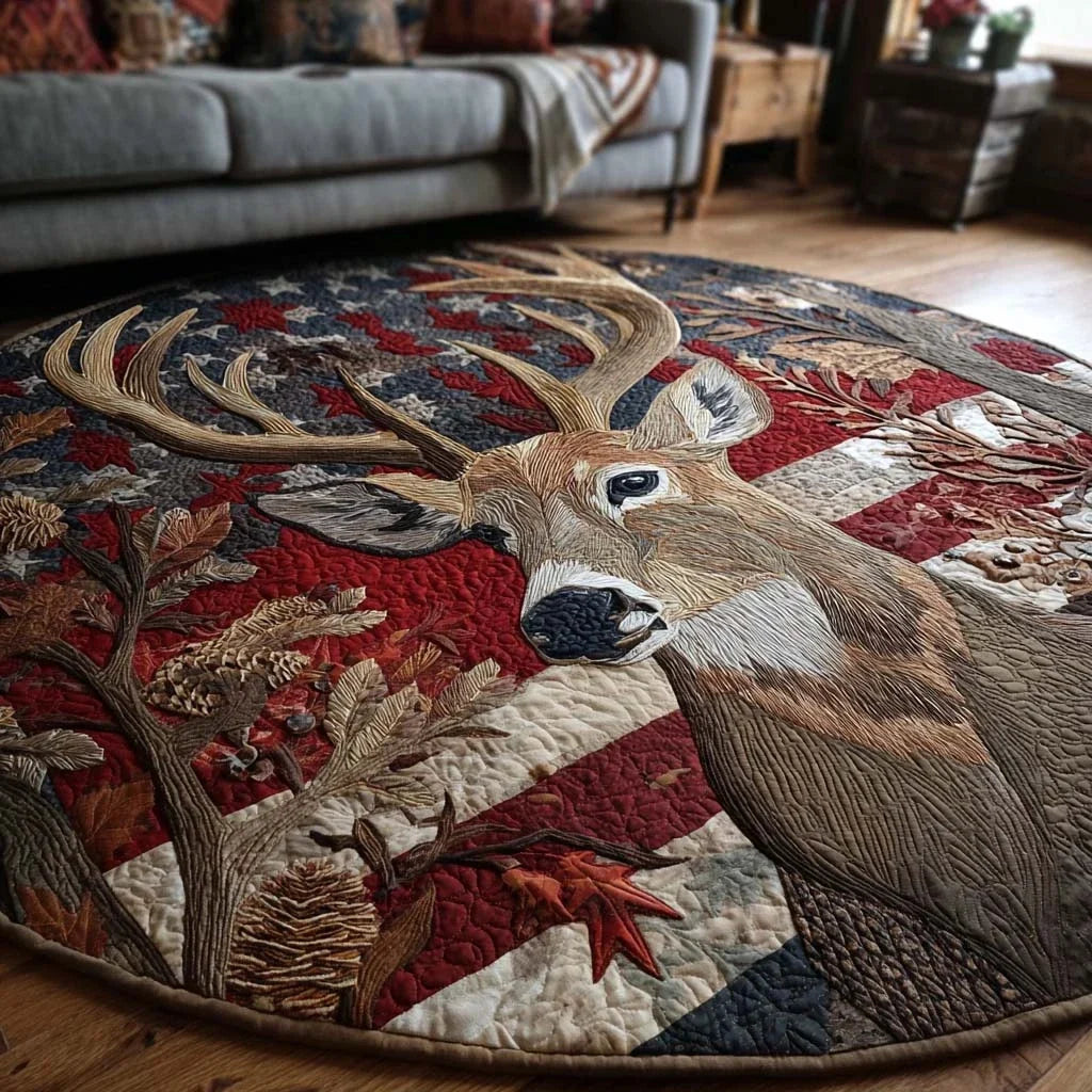 Mountain Deer Quilted Round Mat
