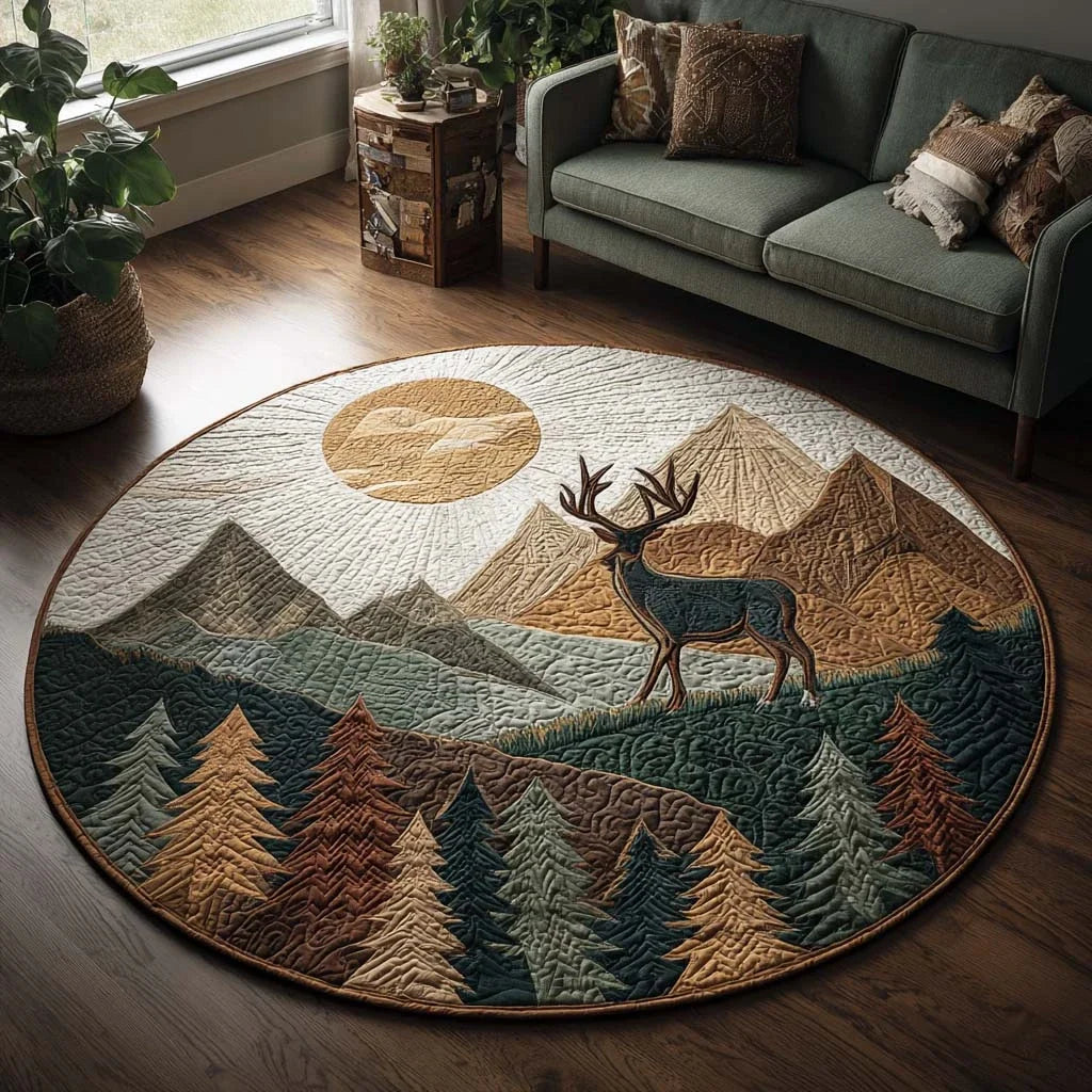Mountain Deer Quilted Round Mat