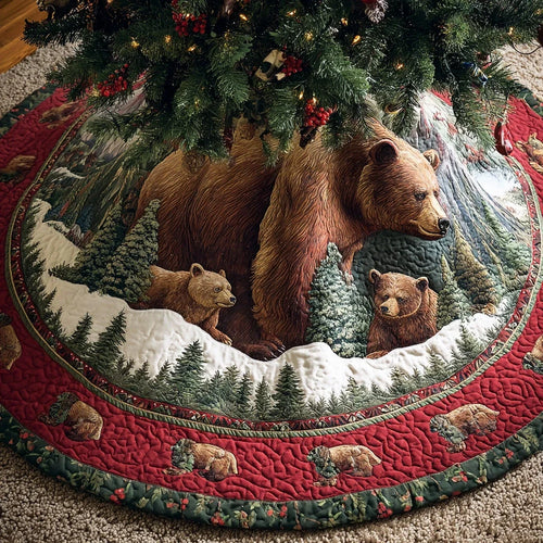 Mountain Ridge Bear Christmas Quilted Tree Skirt