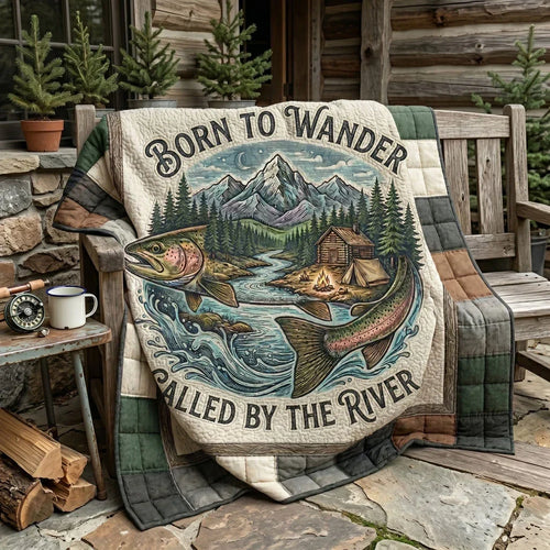 Mountain River Trout Quilt Blanket