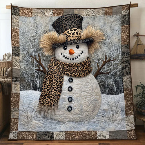 Mountain Snowman Quilt Blanket