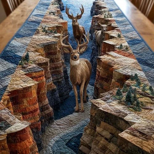 Mountain Stag Retreat Quilted Table Runner