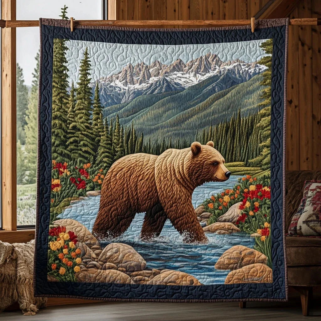 Mountain Trail Bear Quilt Blanket