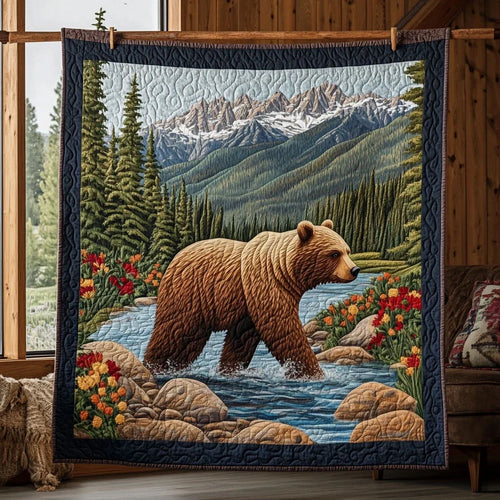 Mountain Trail Bear Quilt Blanket