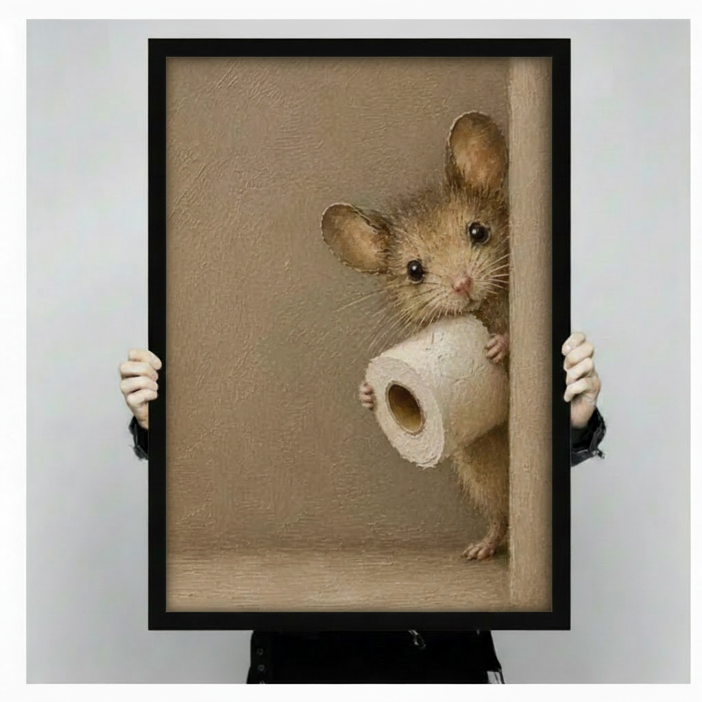 Funny Mouse Toilet Paper Roll Canvas Art Wall Art