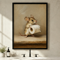 Funny Mouse Toilet Paper Classical Oil Painting Wall Art