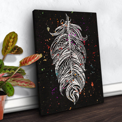 Decor Elements Feather White Boho Canvas Wall Art