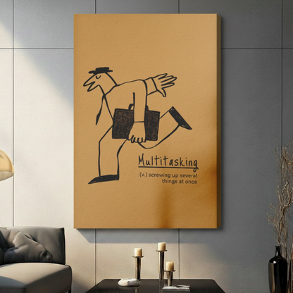 Multitasking Funny Definition Canvas Wall Art Print