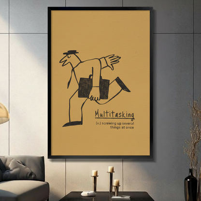 Multitasking Funny Definition Canvas Wall Art Print