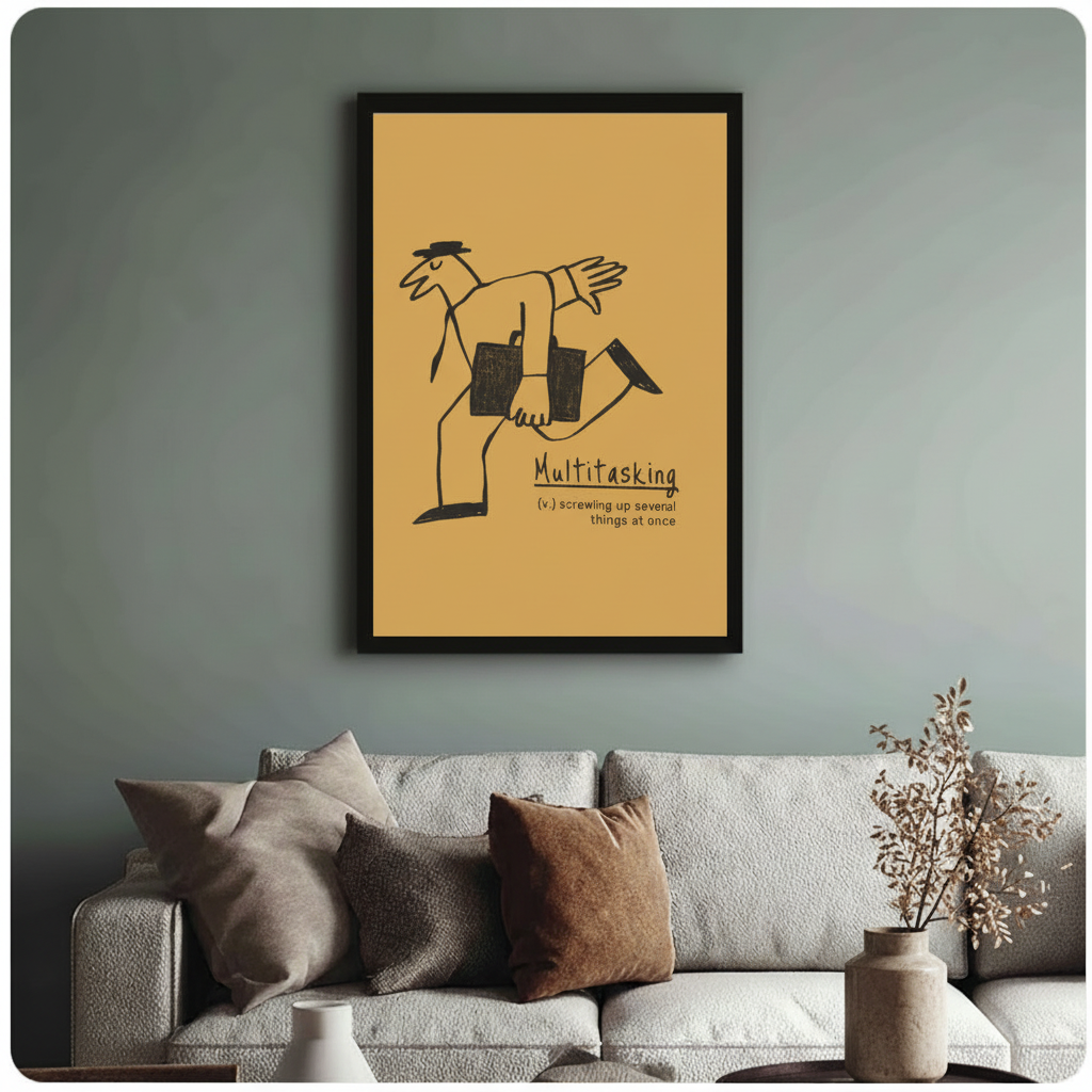 Multitasking Funny Definition Canvas Wall Art Print