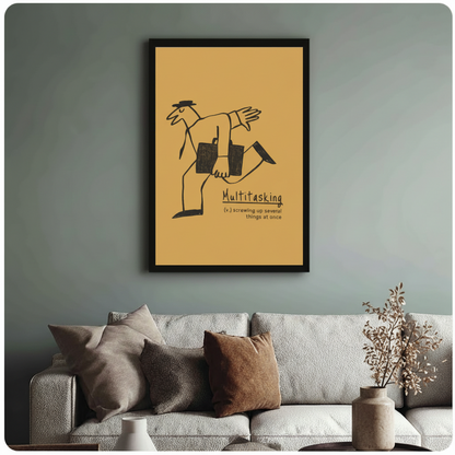 Multitasking Funny Definition Canvas Wall Art Print