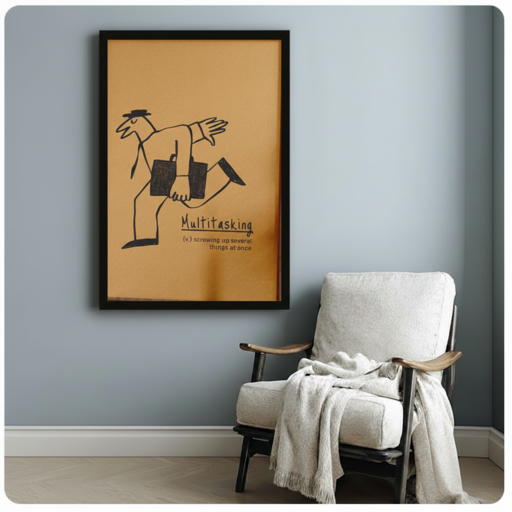 Multitasking Funny Definition Canvas Wall Art Print