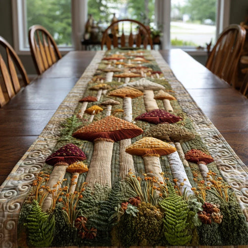 Mushroom Forest Quilted Table Runner