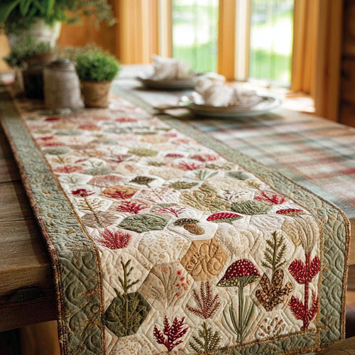 Mushroom Garden Quilted Table Runner