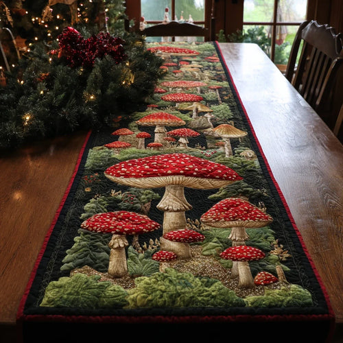 Mushroom Glow Quilted Table Runner