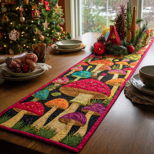 Mushroom Rise Quilted Table Runner