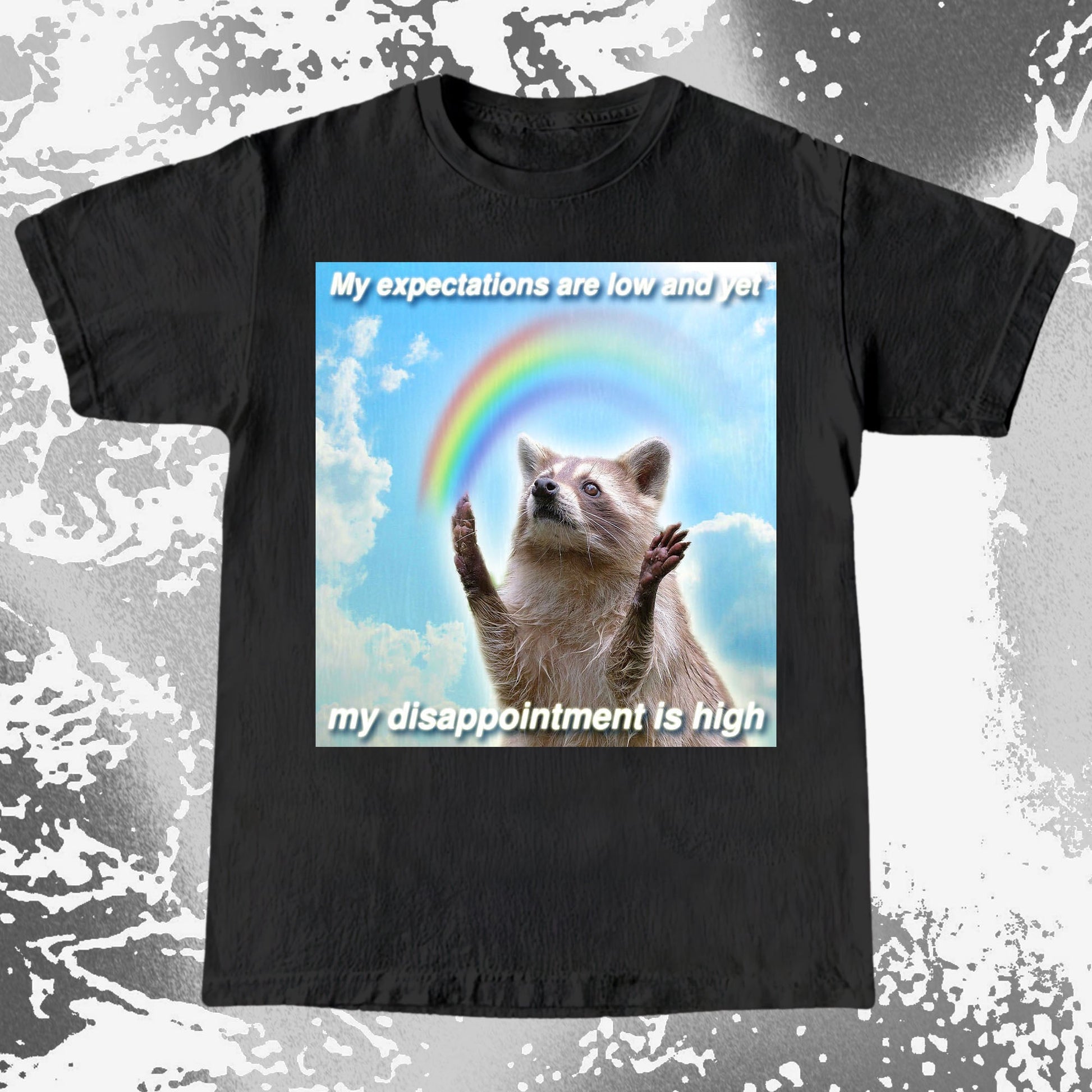 Low Expectations High Disappointment Raccoon T-Shirt, funny meme tee gift (view 16)