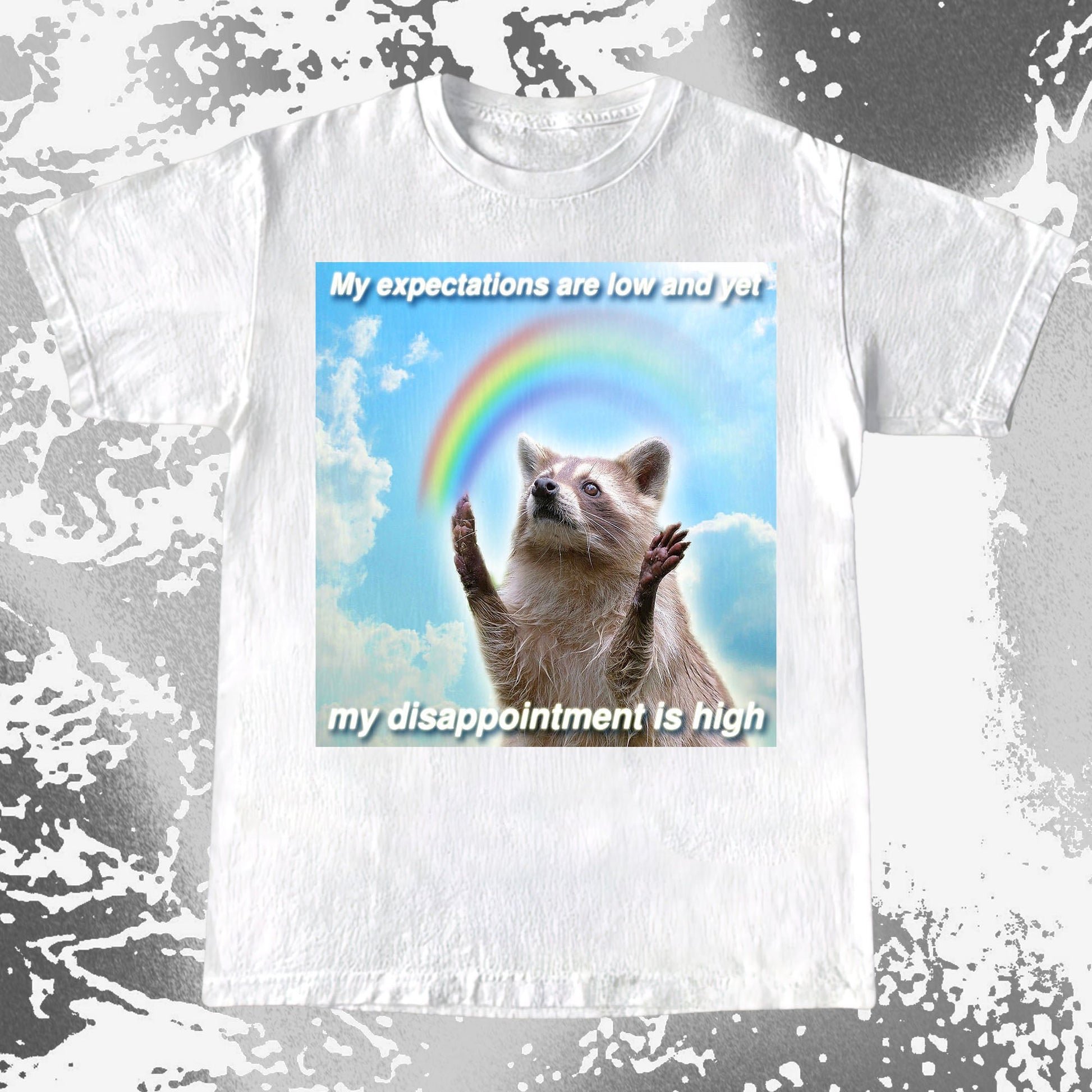 Low Expectations High Disappointment Raccoon T-Shirt, funny meme tee gift (view 4)