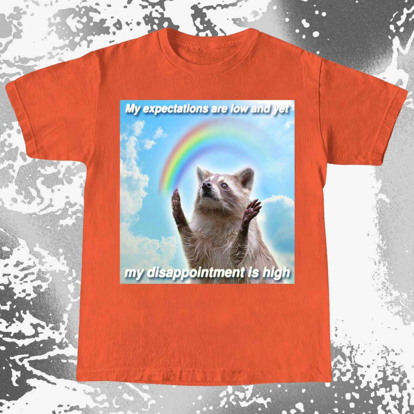 Low Expectations High Disappointment Raccoon T-Shirt, funny meme tee gift (view 9)