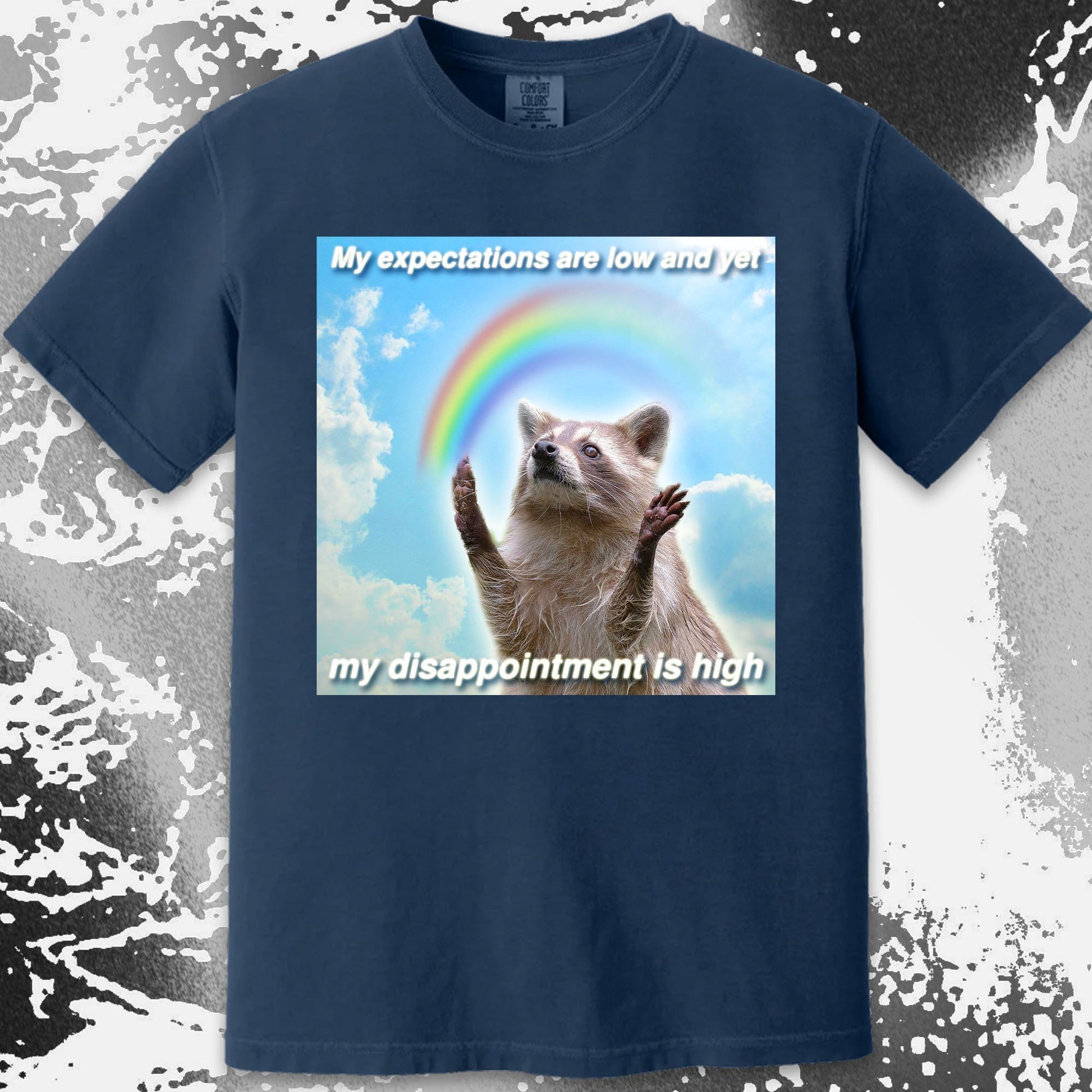 Low Expectations High Disappointment Raccoon T-Shirt, funny meme tee gift (view 11)