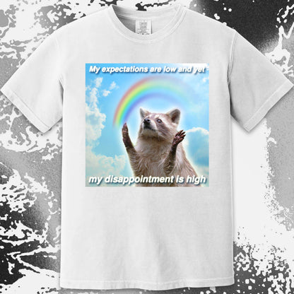 Low Expectations High Disappointment Raccoon T-Shirt, funny meme tee gift (view 12)