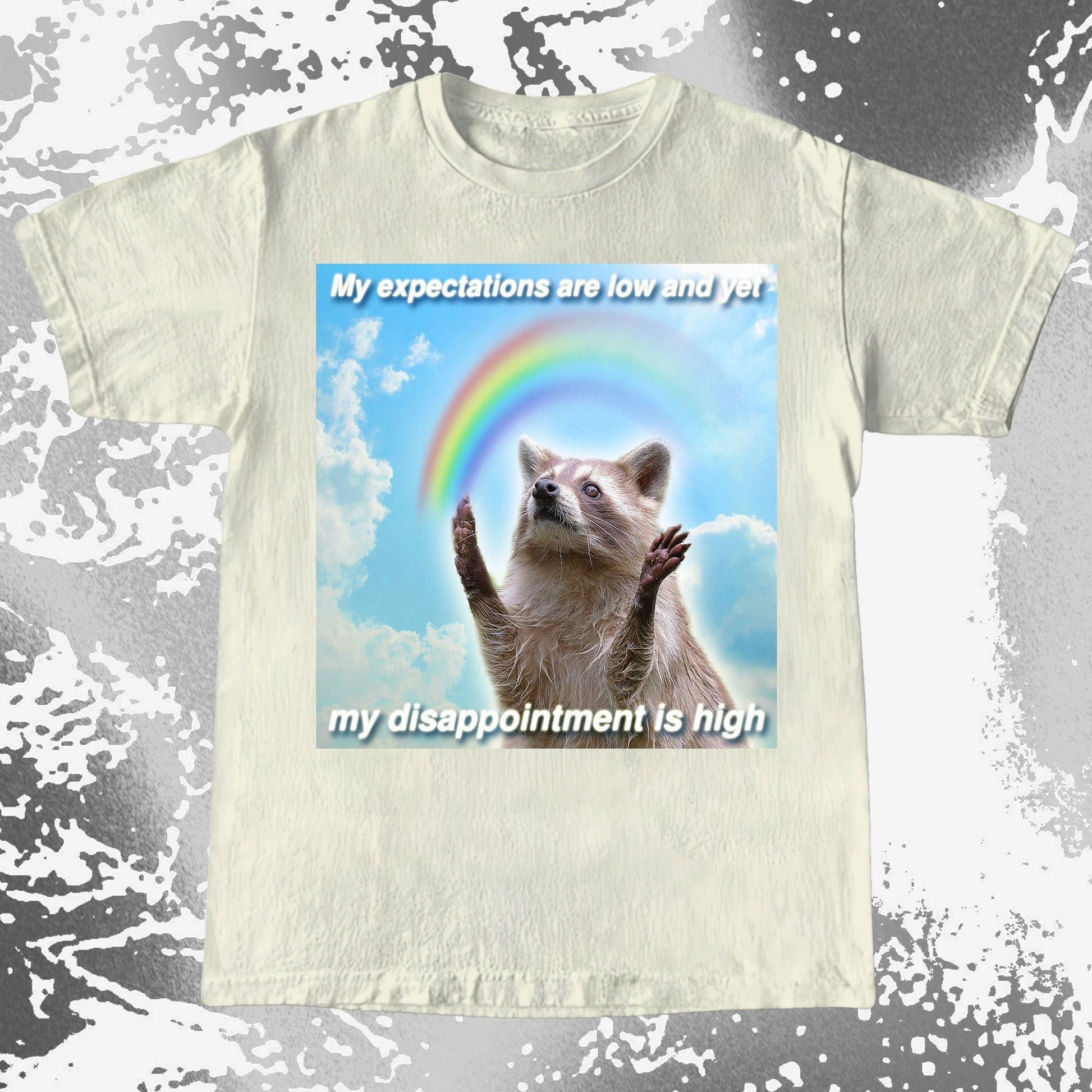 Low Expectations High Disappointment Raccoon T-Shirt, funny meme tee gift (view 6)