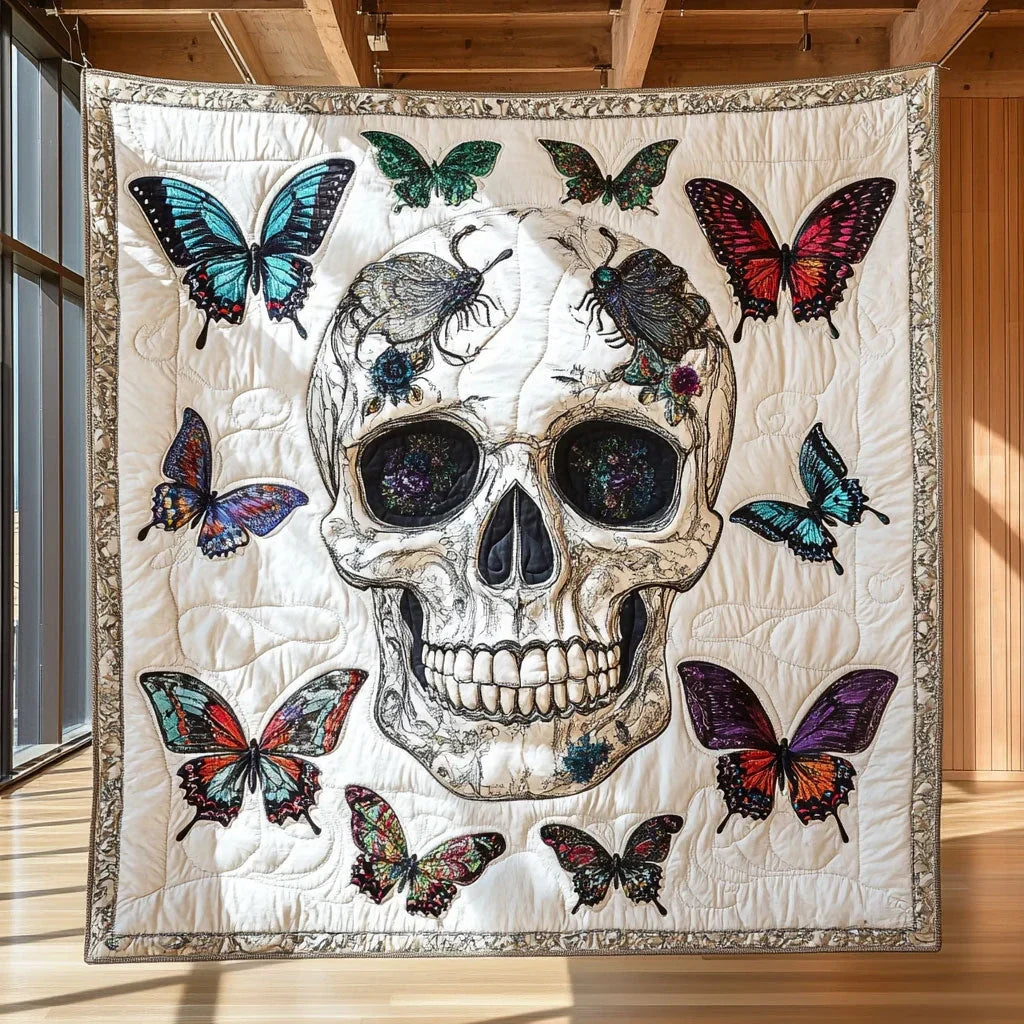 Mystic Butterfly Skull Quilt Blanket
