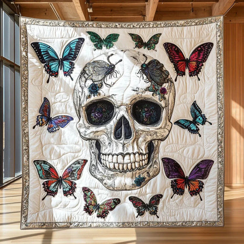 Mystic Butterfly Skull Quilt Blanket