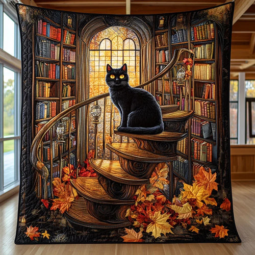 Mystic Cat Library Quilt Blanket