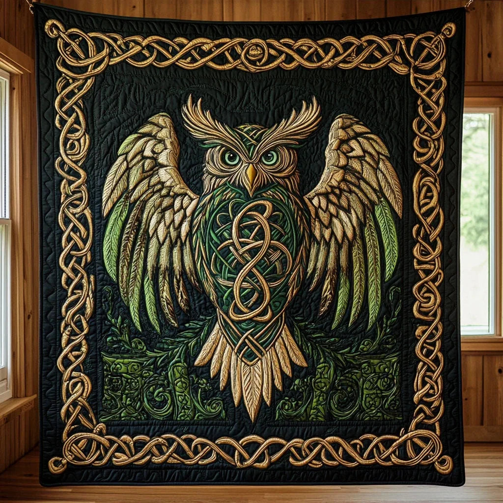 Mystic Celtic Owl Quilt Blanket