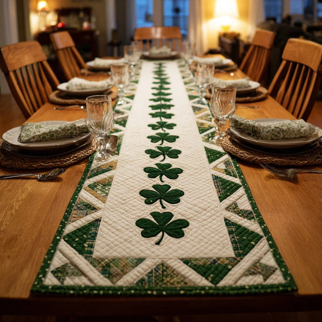 Mystic Clover Quilted Table Runner