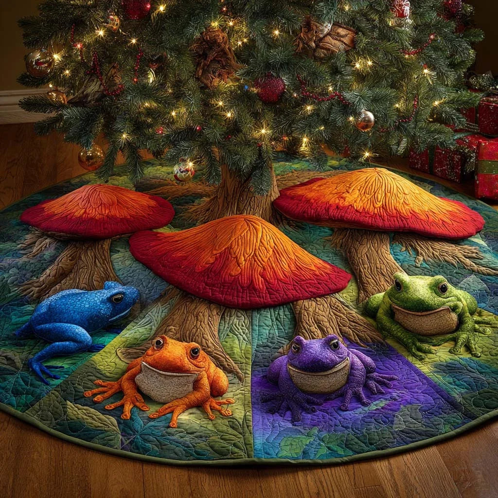 Mystic Mushroom Circle Quilted Tree Skirt