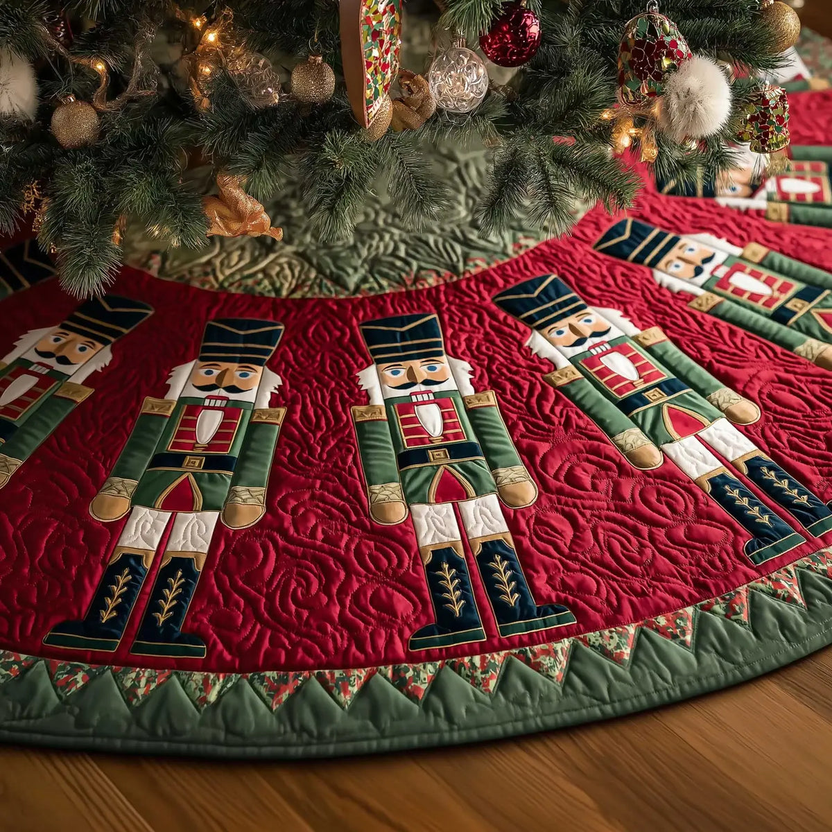 Mystic Nutcracker Christmas Quilted Tree Skirt