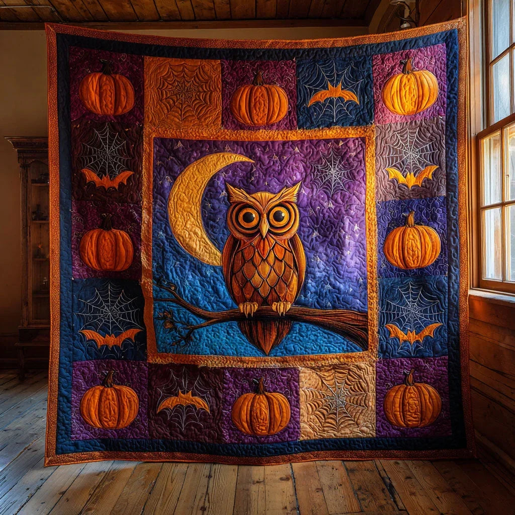 Mystic Pumpkin Owl Quilt Blanket