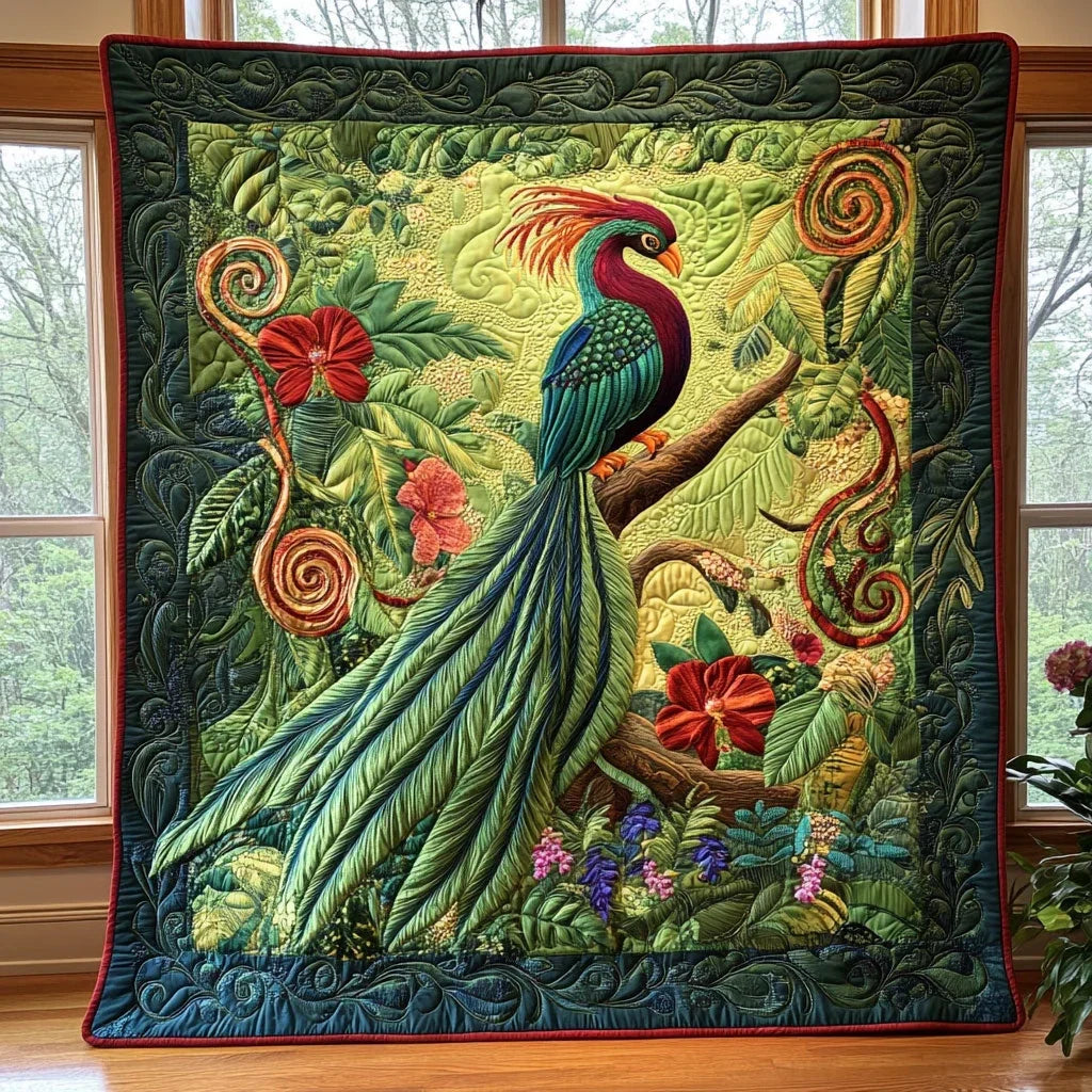 Mystic Quetzal Quilt Blanket
