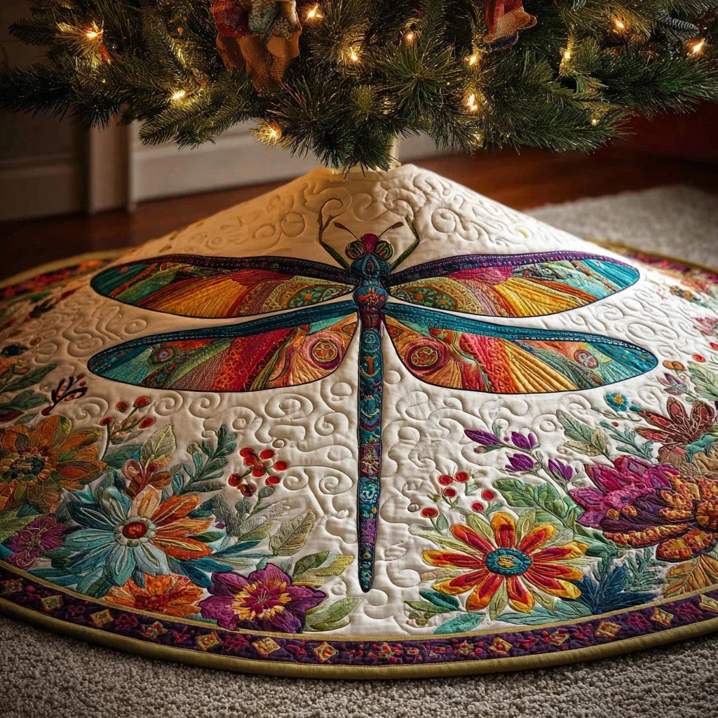 Mystic Wings Christmas Quilted Tree Skirt