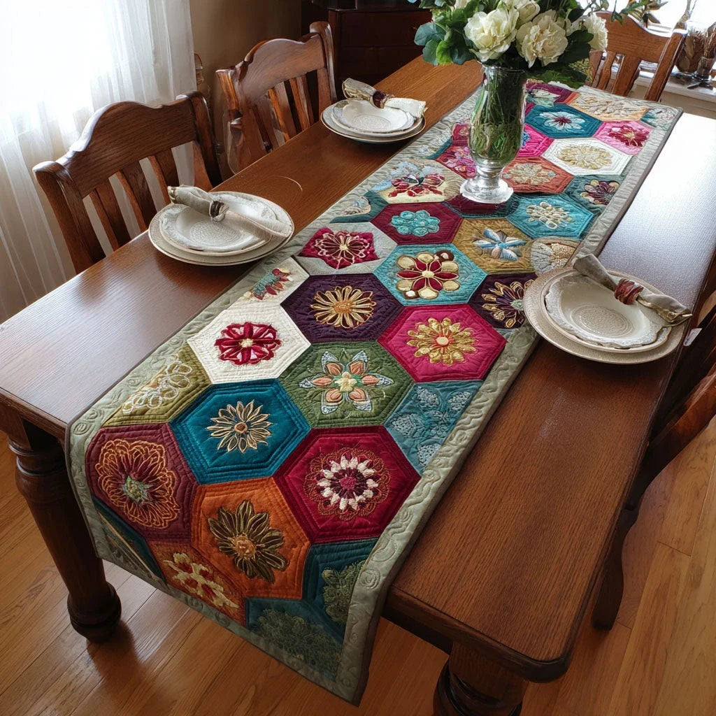 Mystical Flower Quilted Table Runner