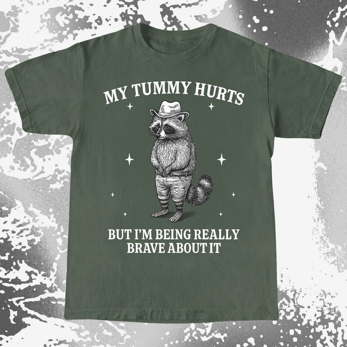 Funny Raccoon My Tummy Hurts Being Really Brave Shirt, funny meme tee gift (view 5)