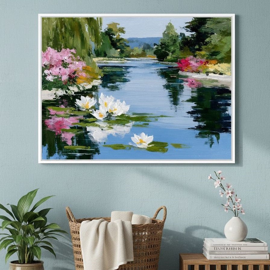 Water Lily Garden Reflection Canvas Wall Art