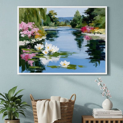 Water Lily Garden Reflection Canvas Wall Art
