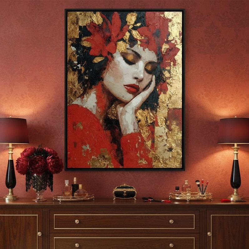 Golden Petals Dreaming Beauty Canvas Wall Art