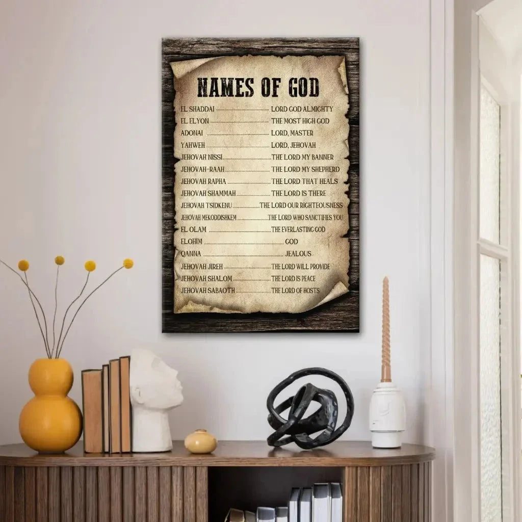 names of god wall art canvas print (view 5)