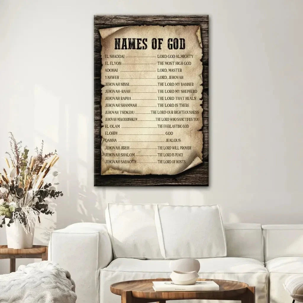 names of god wall art canvas print (view 6)