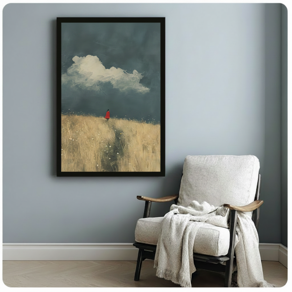 Solitary Figure Golden Field Canvas Art Wall Art